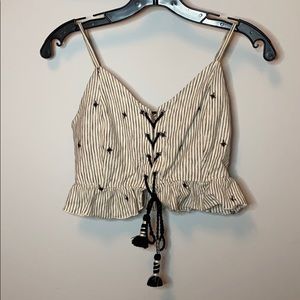 American Eagle white and black crop top